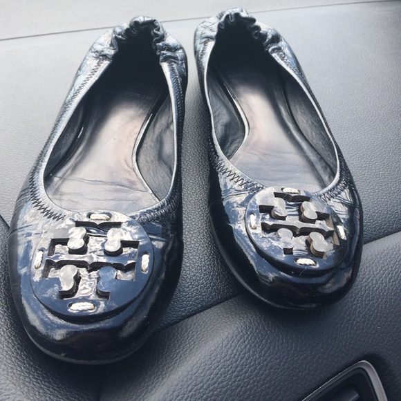 Black leather Tory Burch Flats