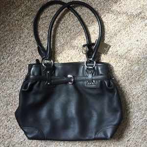 Etienne Aigner Blk REAL Leather w/Zipper Divider