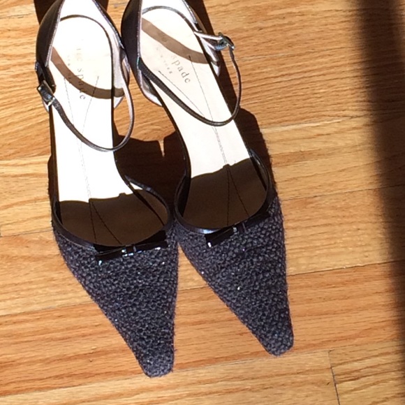 Kate Spade Brown Tweed Heels Ankle strap Sz 6.5