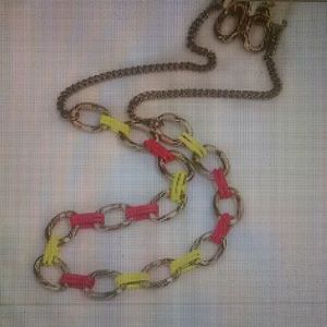 Neon Yellow & Hot Pink Gold Long Necklace Earring