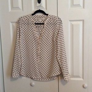 Lauren Conrad Silky Polka Dot Blouse