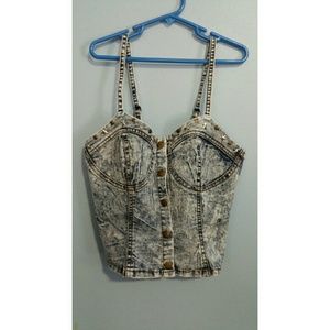 Denim Studded Bustier Top