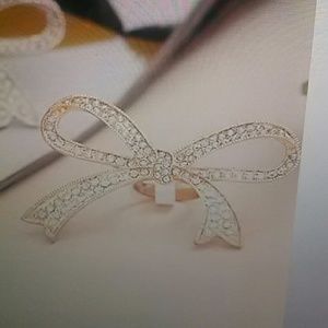 Gold Crystal Bow Adjustable Ring