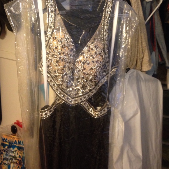 Elegant black evening dress or prom dress
