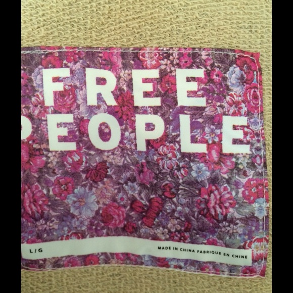 FREE PEOPLE 2-Tone Beige Hooded Terry Zip Jacket L - Picture 4 of 4