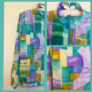 Vintage Abstract Geometric Windbreaker