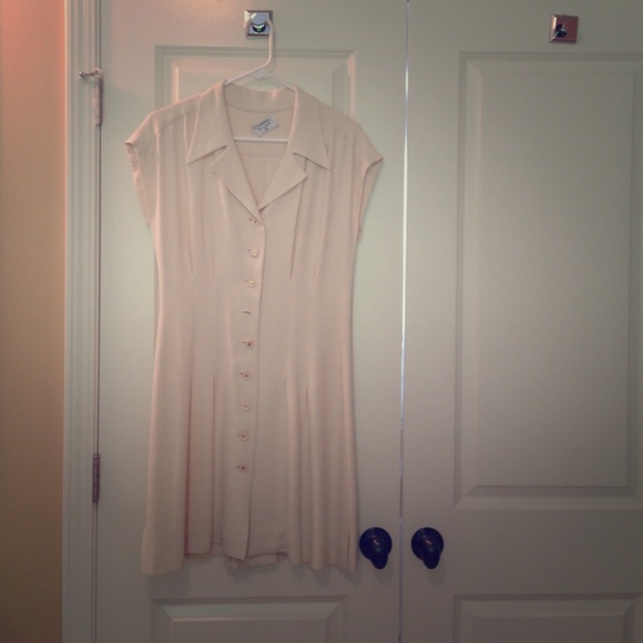 Cream Chanel button front dress