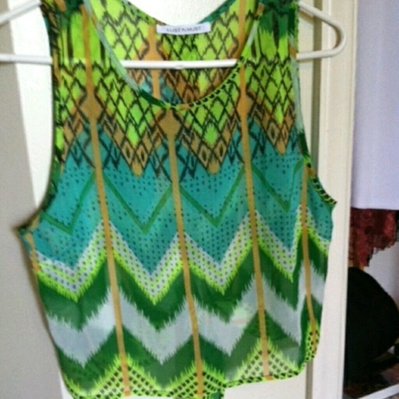 Tribal green sheer top