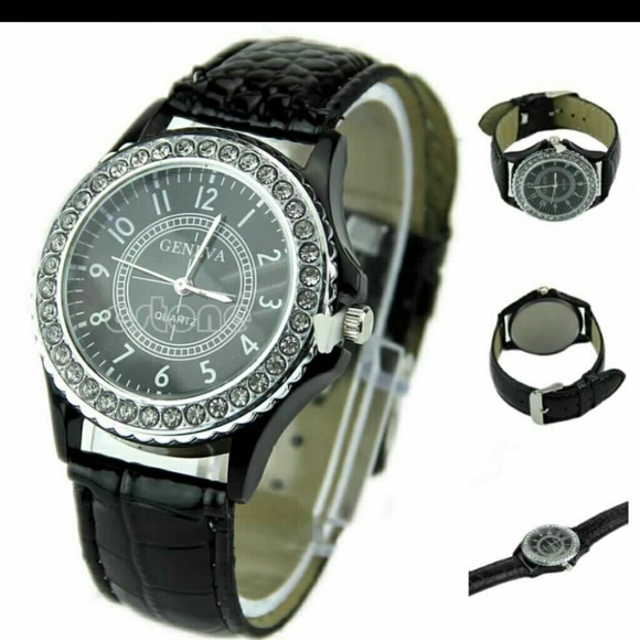 NWT Rhinestone Black Watch