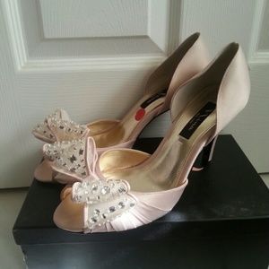 Nina Champagne Bow Rhinestone Heel