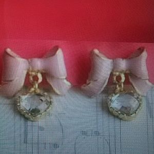 Elegant Pink Bow Earrings
