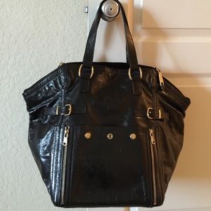 YVES SAINT LAURENT Black Patent "downtown" tote