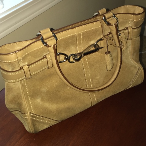 Suede light brown coach purse