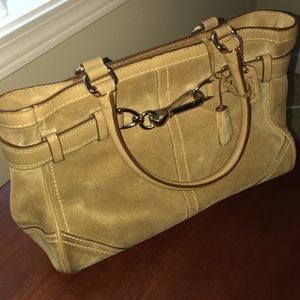 Suede light brown coach purse