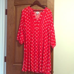 Red print summer short dress