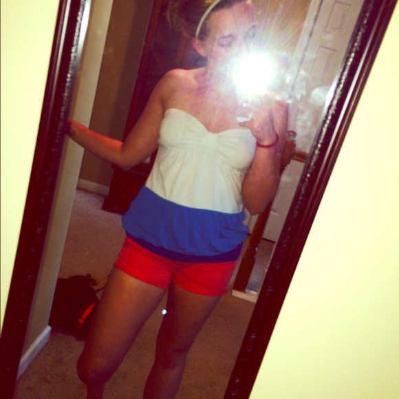medium Rue21 blue/white strapless top