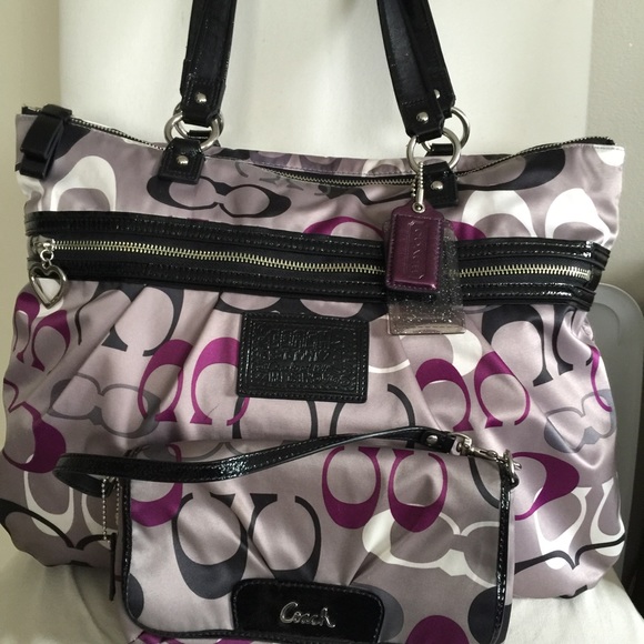 Coach Glam Tote and Lg Wristlet NWOT