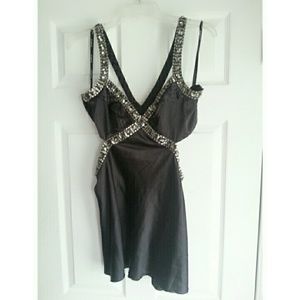 Bebe Cut-out Strappy Rhinestone Top