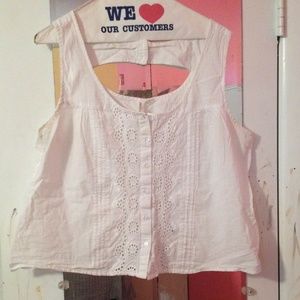 White lace crop top tank