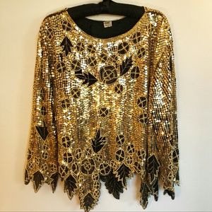 Vintage Gold Sequin Top