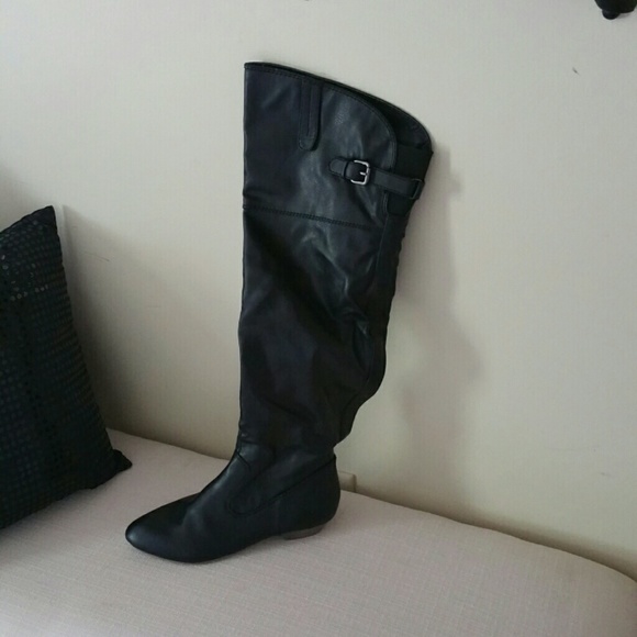 Black leather aldo over knee boots