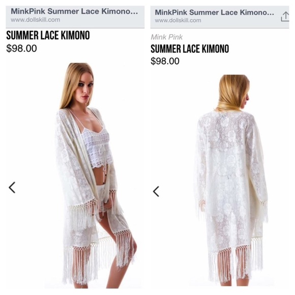 MinkPink Cream Lace Kimono - Picture 4 of 4