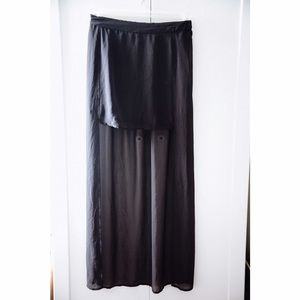 H&M Black Sheer High-low Maxi Skirt