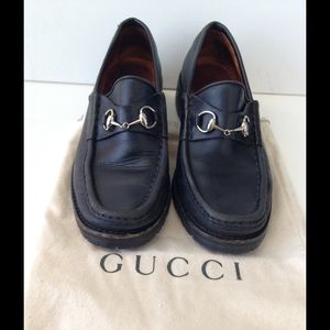 !SOLD! GUCCI black leather LOAFERS w/ HORSEBIT