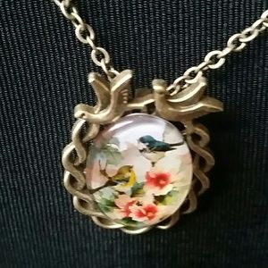 Bronze oval bird alloy neclace