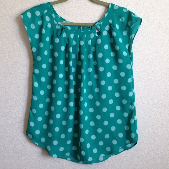 NWT Teal blouse with light blue large spots