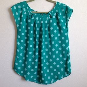 NWT Teal blouse with light blue large spots