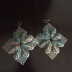 Turquoise and bronze mesh earrings