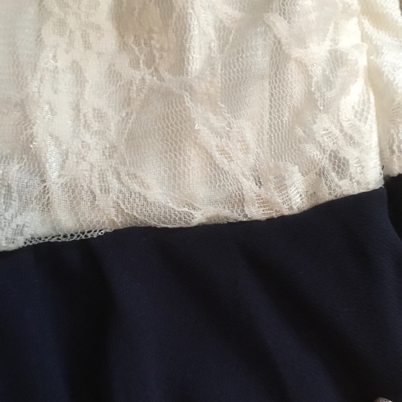 Navy and white lace dress