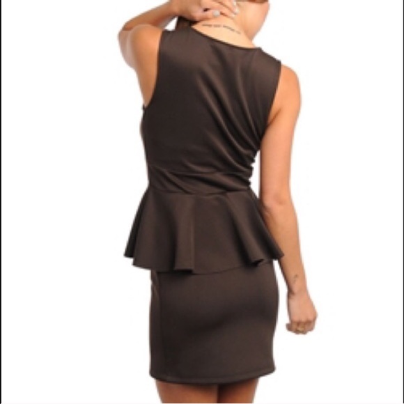 π Dark Brown Peplum Dress - Picture 2 of 2