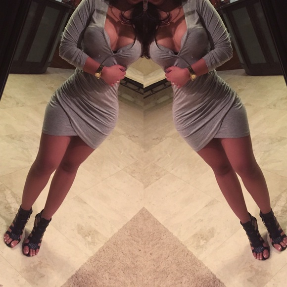 grey wrap bodycon dress