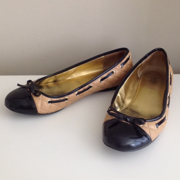 Ralph Lauren Eliora Quilted Ballet Flats Black/Tan