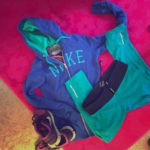Nike hoodie and Lululemon tank