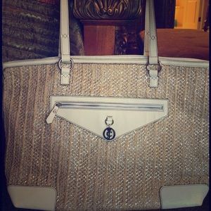 Juicy Couture white leather Trim tote