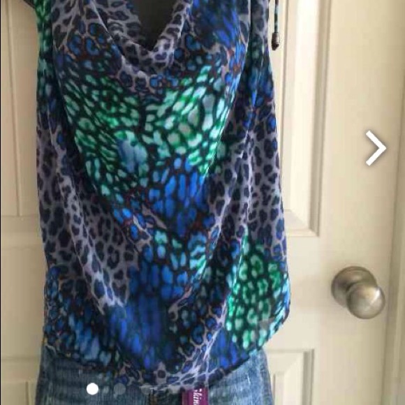 Vince Camuto blue and green top.