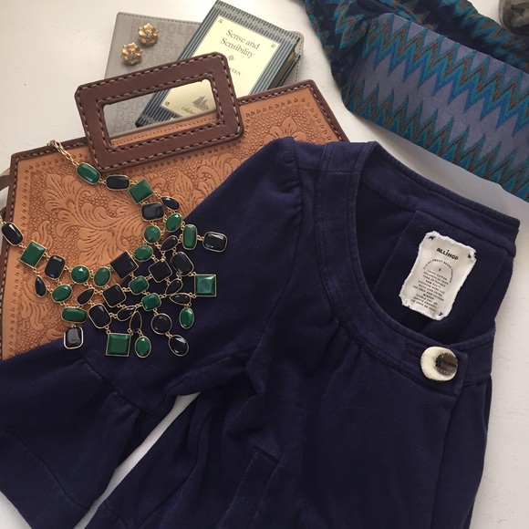 | Navy Sweater with girly flare |