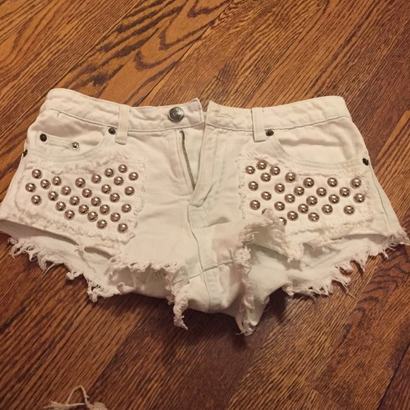 White studded Jean shorts