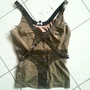 Bebe Harness Beaded Top