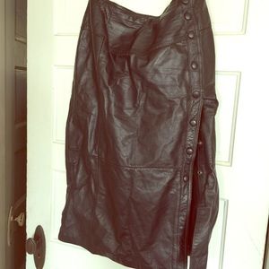Black long leather skirt