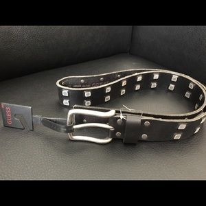 Guess Men's Leather Studded Belt Size 38 NWT Black