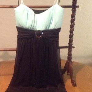 Very pretty Aqua with black dress