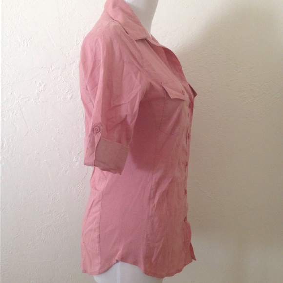 Zenana Outfitters Pink Button Down Top - Picture 3 of 4