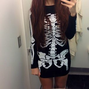 Skeleton bodycon tight short dress