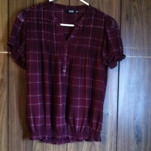 !Maroon Plaid Blouse!