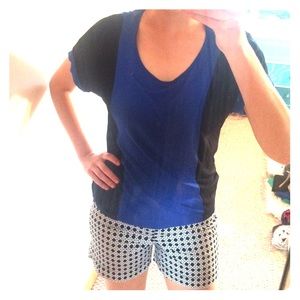 Blue and black Color Block Top