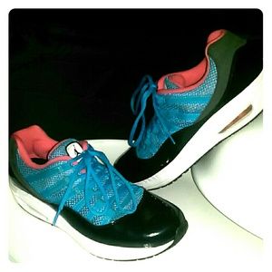 Jordan's Blue Pink & Black Patent Leather Sneakers